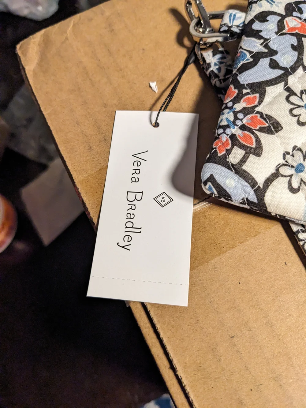 Vera Bradley Quilted Floral Wristlet - Blue, Black, Coral